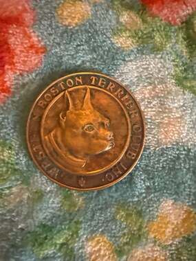 Vintage Western Boston Terrier Club Inc. Copper Bronze Award Medal Coin